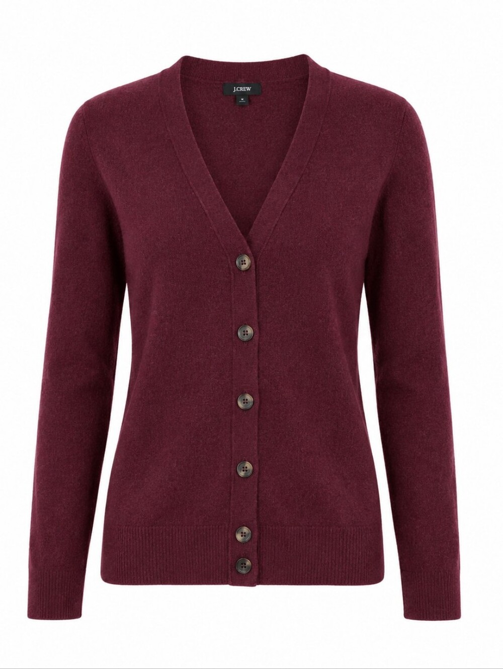 J. Crew Wool Blend Women's Button-Front V-Neck Cardigan - Wine‎